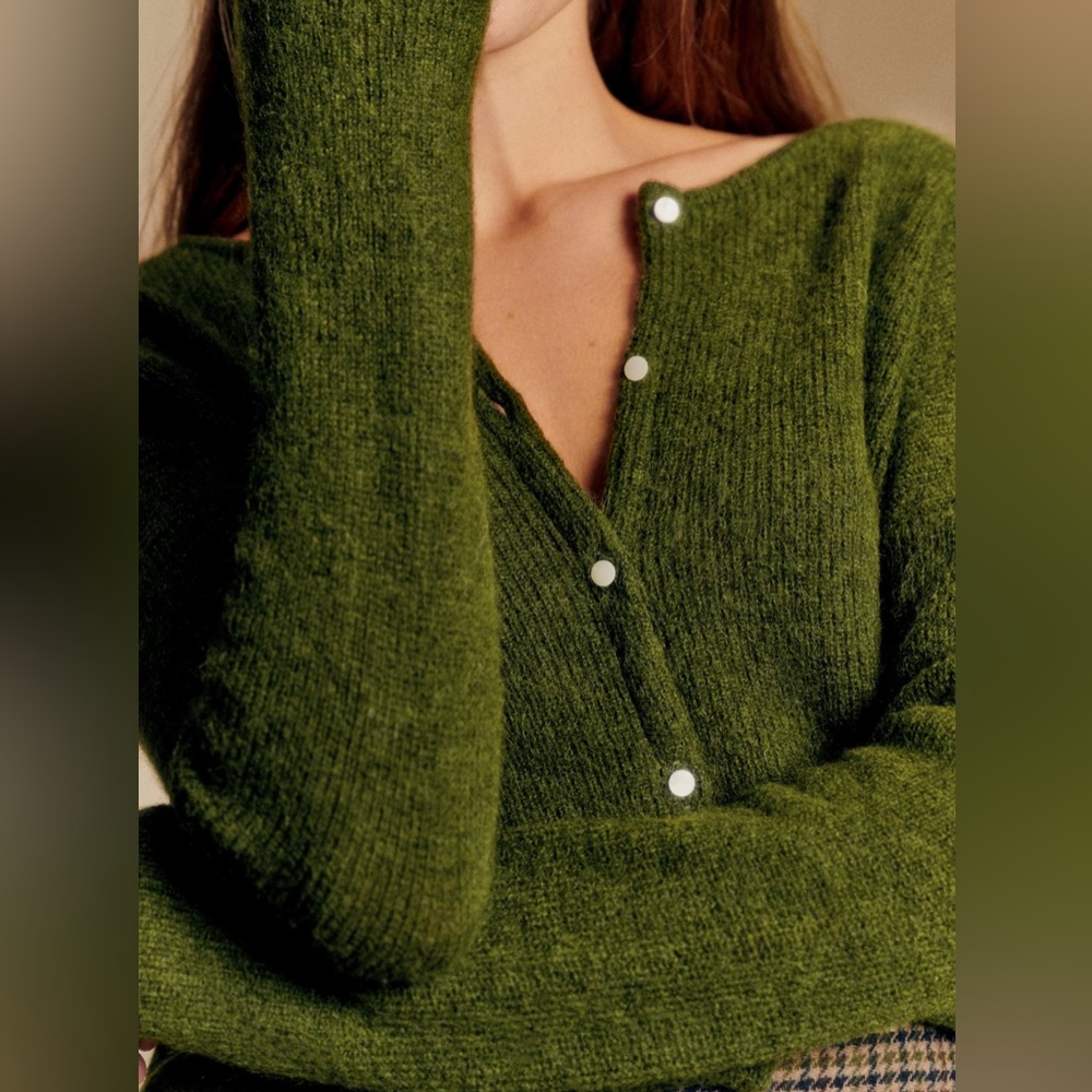 Sezane Olive Green Gaspard Cardigan